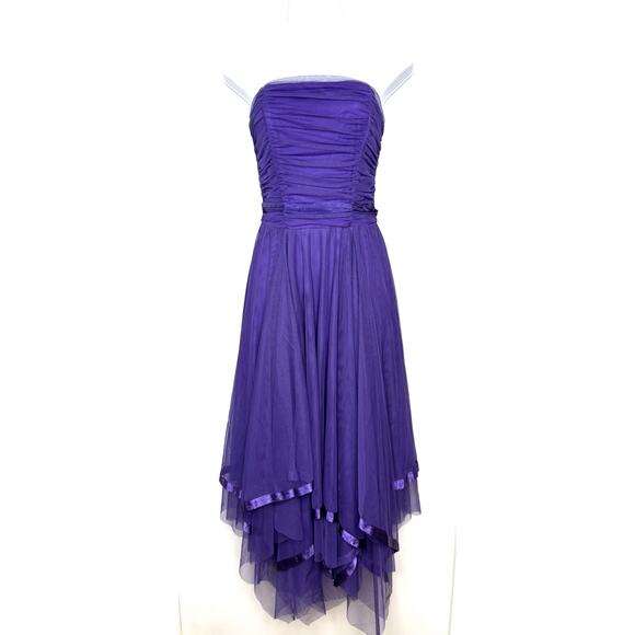 B Darlin Dresses & Skirts - Vintage Y2K Asymmetrical Tulle Satin Trim Dress Womens 7/8 Fairy Whimsigoth HOCO